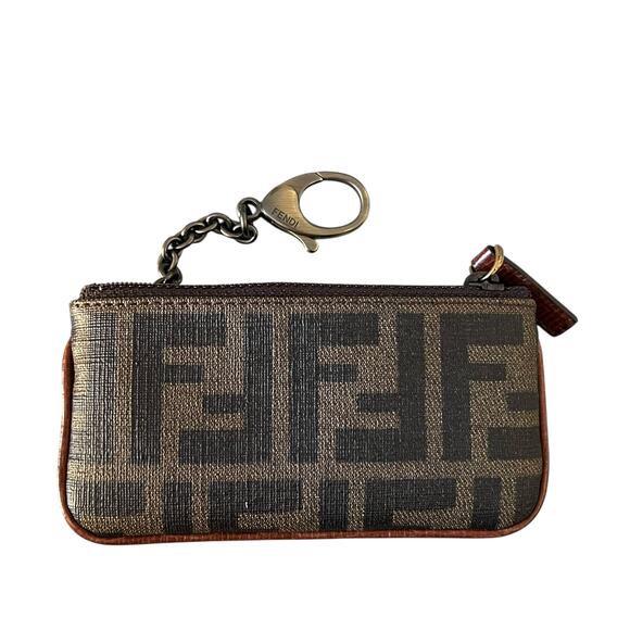 Fendi Handbags - Fendi Zucca Tobacco Key Ring Coin Wallet
